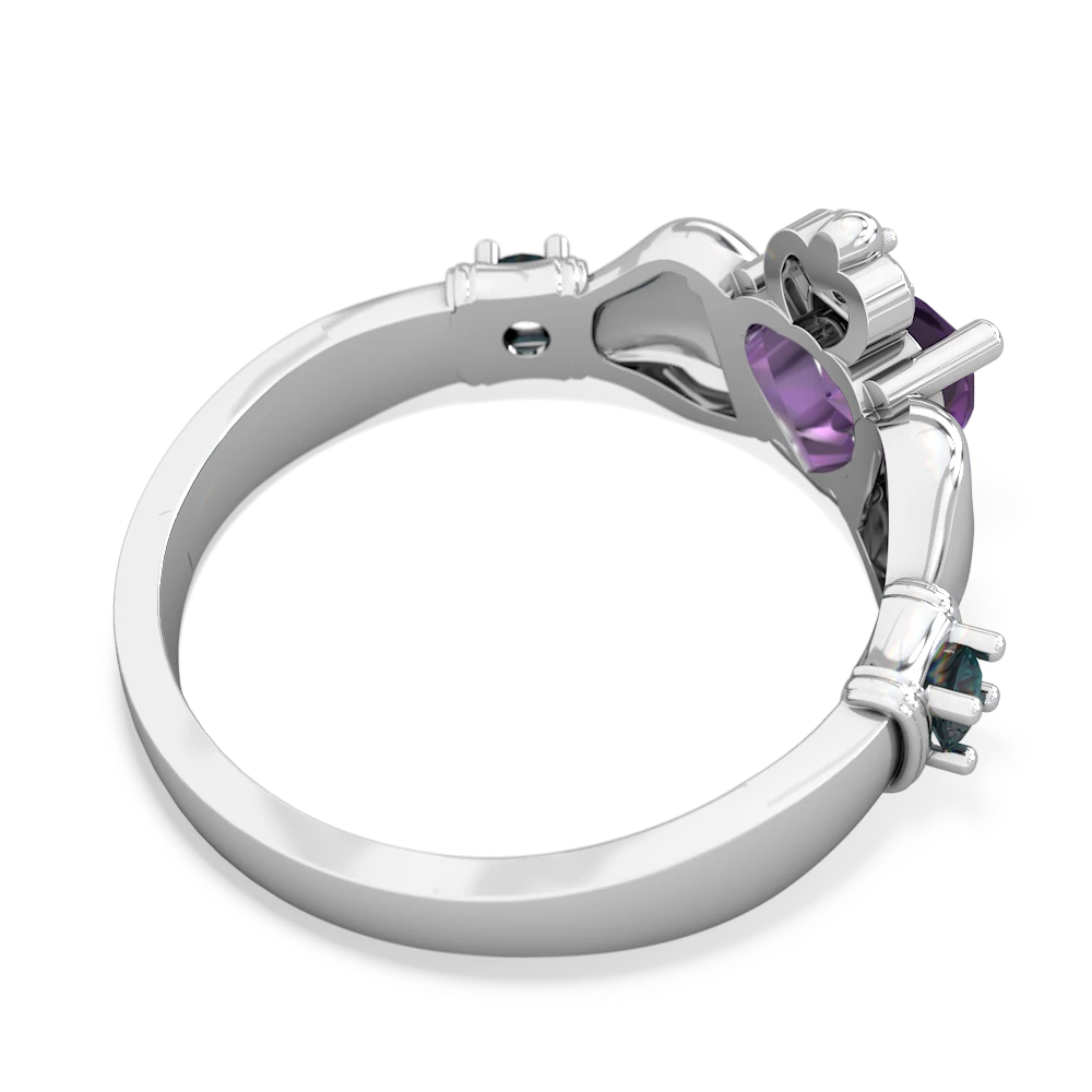 Amethyst Claddagh Keepsake 14K White Gold ring R5245