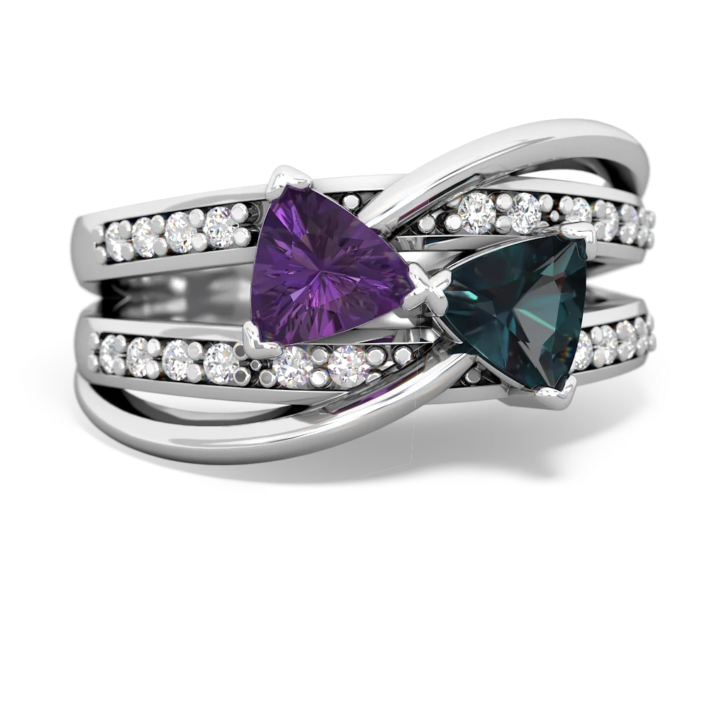 Amethyst Bowtie 14K White Gold ring R2360