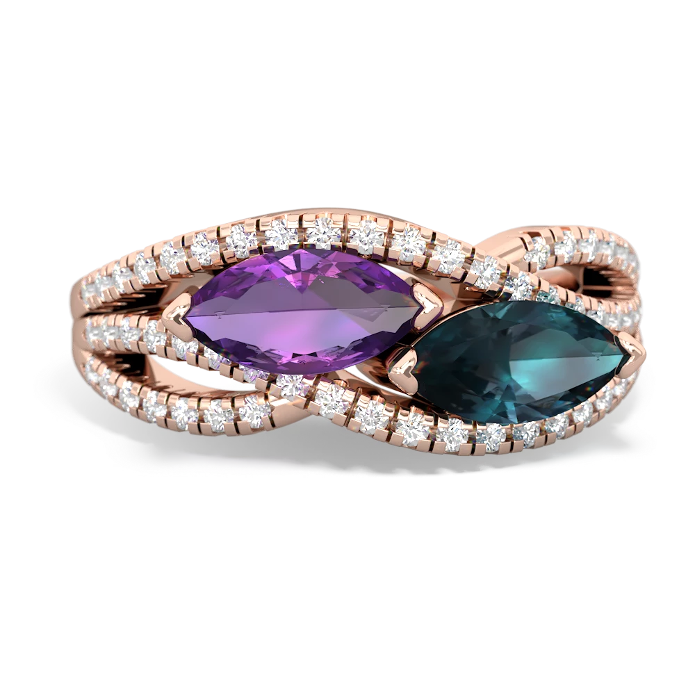 Amethyst Diamond Rivers 14K Rose Gold ring R3070