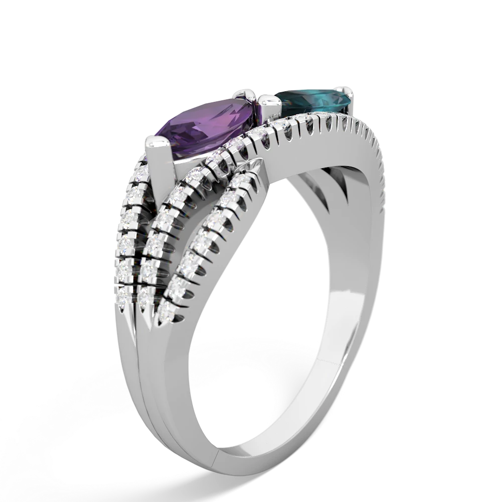 Amethyst Diamond Rivers 14K White Gold ring R3070