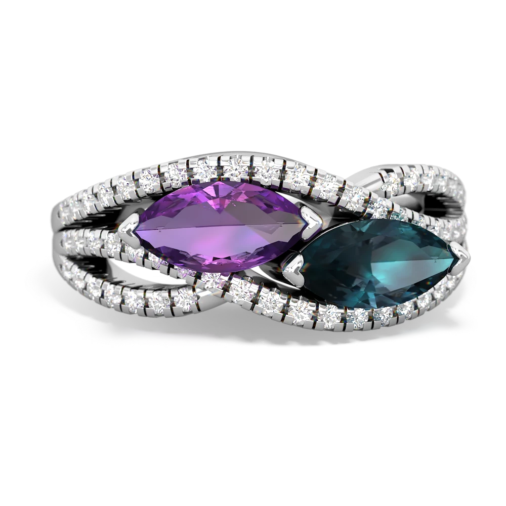 Amethyst Diamond Rivers 14K White Gold ring R3070