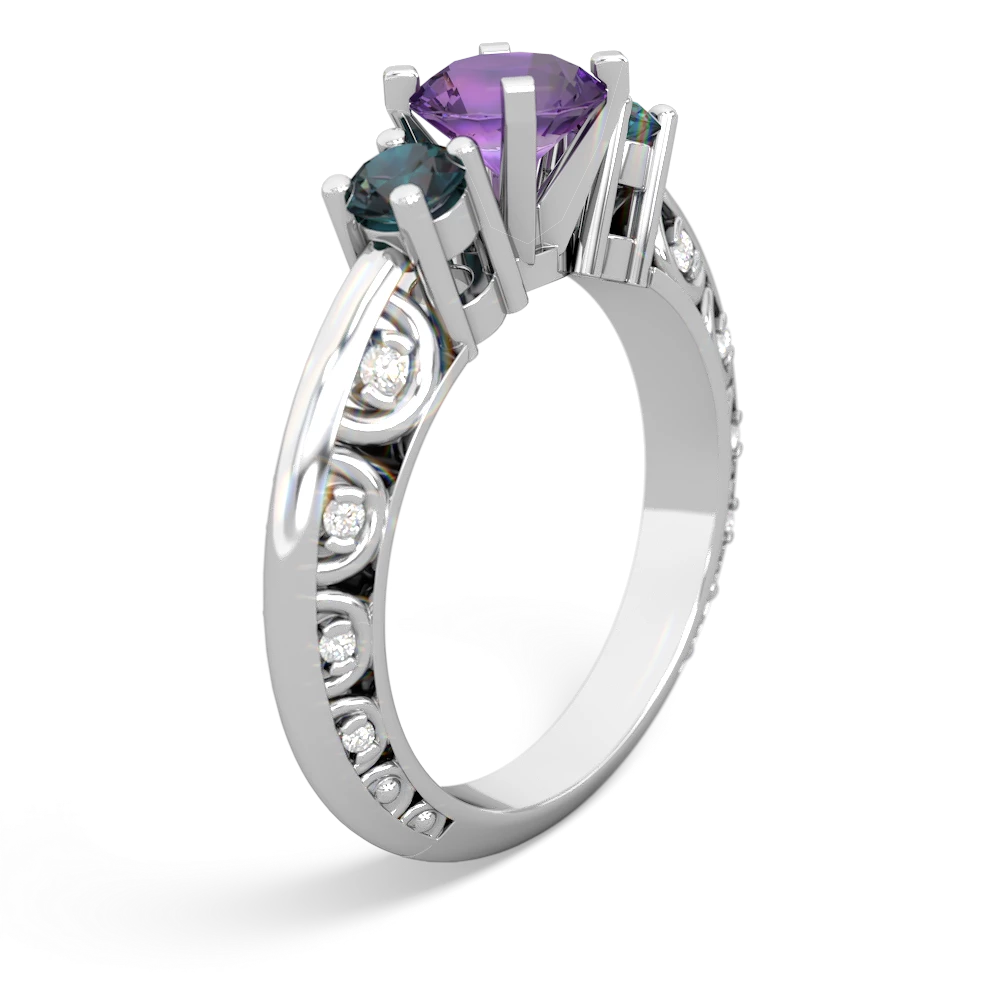 Amethyst Art Deco Eternal Embrace Engagement 14K White Gold ring C2003