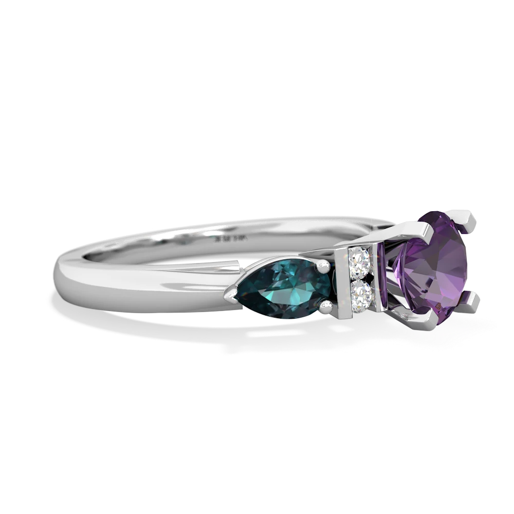 Amethyst 6Mm Round Eternal Embrace Engagement 14K White Gold ring R2005