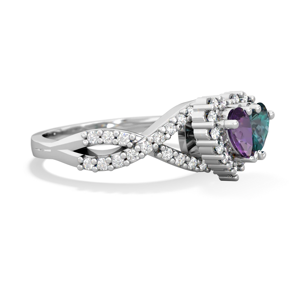 Amethyst Diamond Twist 'One Heart' 14K White Gold ring R2640HRT