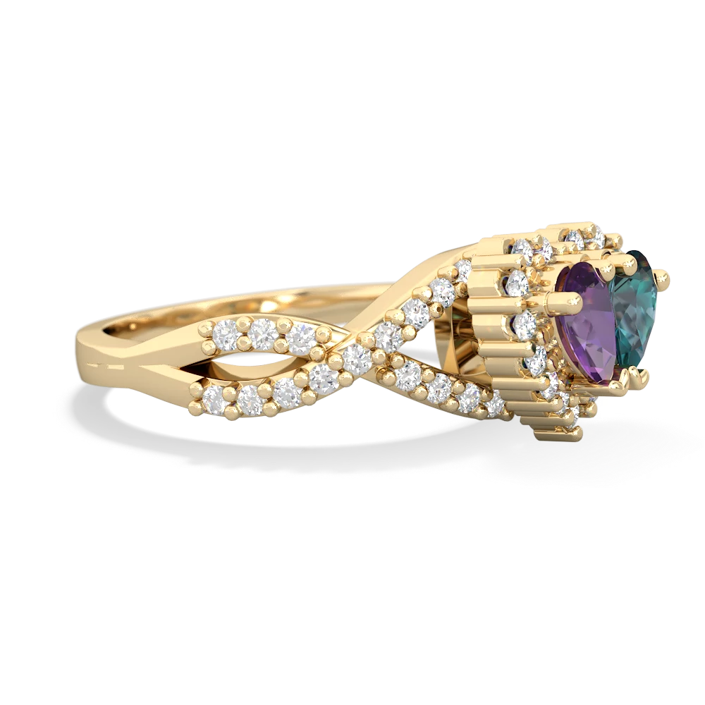 Amethyst Diamond Twist 'One Heart' 14K Yellow Gold ring R2640HRT