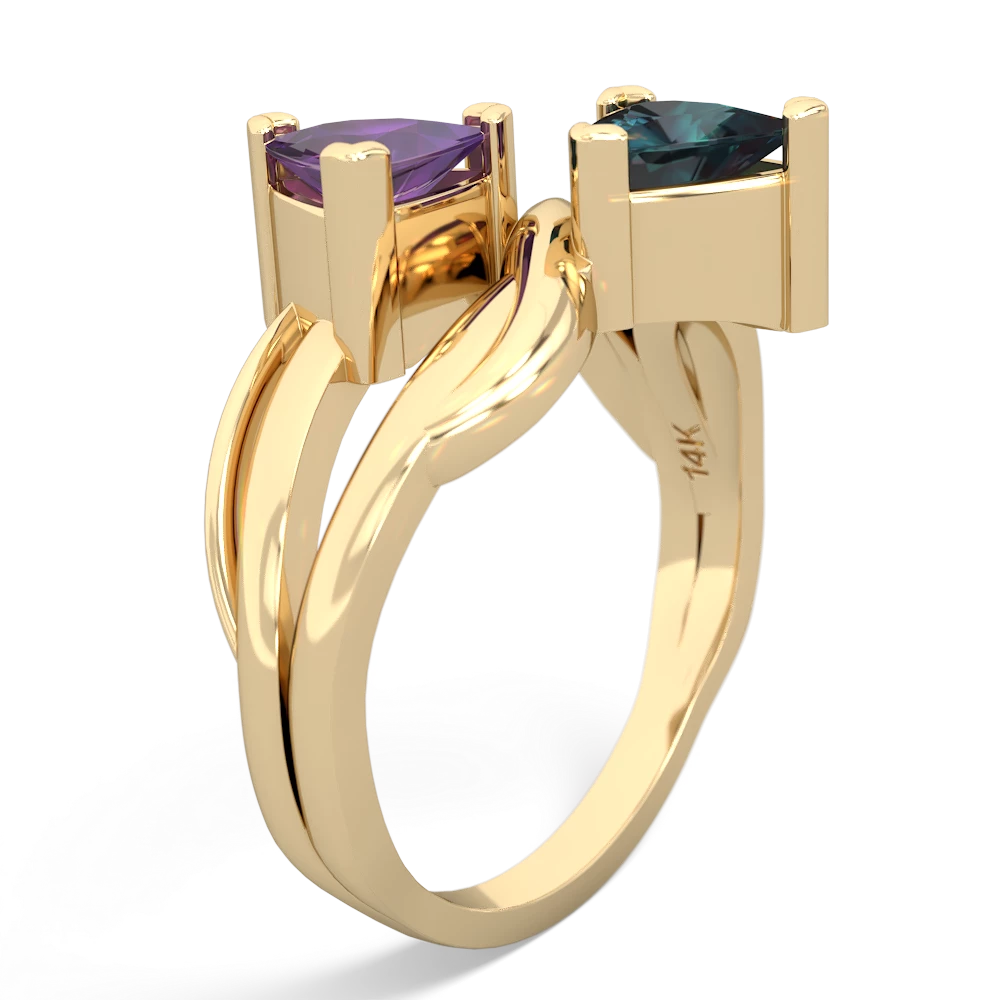 Amethyst Split Band Swirl 14K Yellow Gold ring R2341