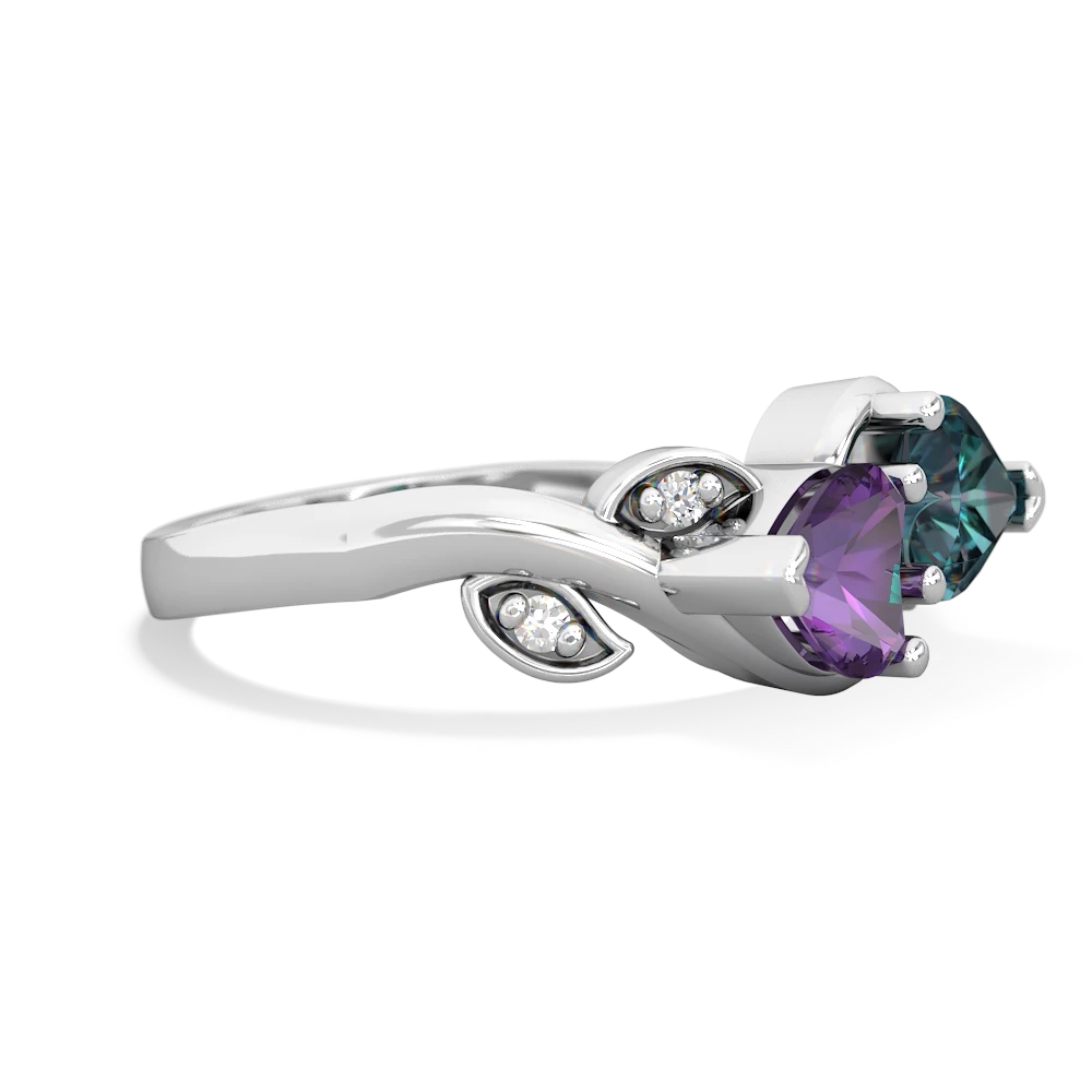 Amethyst Floral Elegance 14K White Gold ring R5790