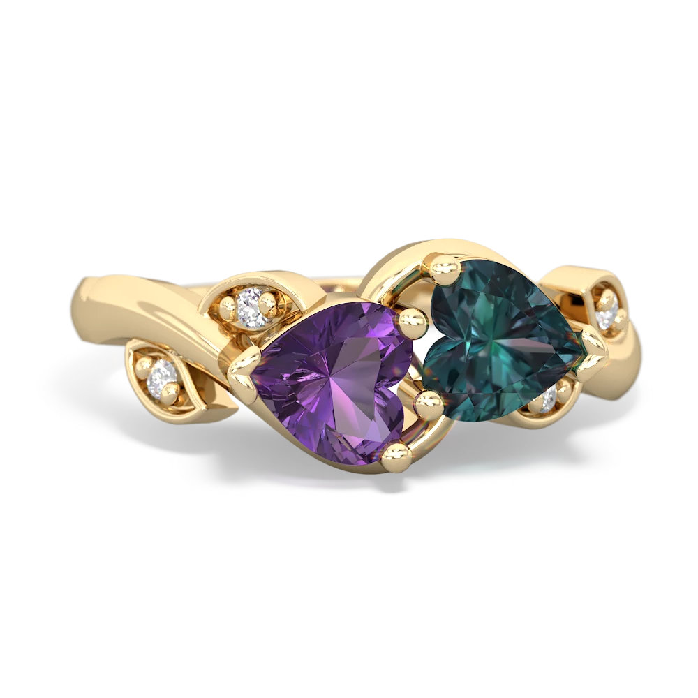 Amethyst Floral Elegance 14K Yellow Gold ring R5790