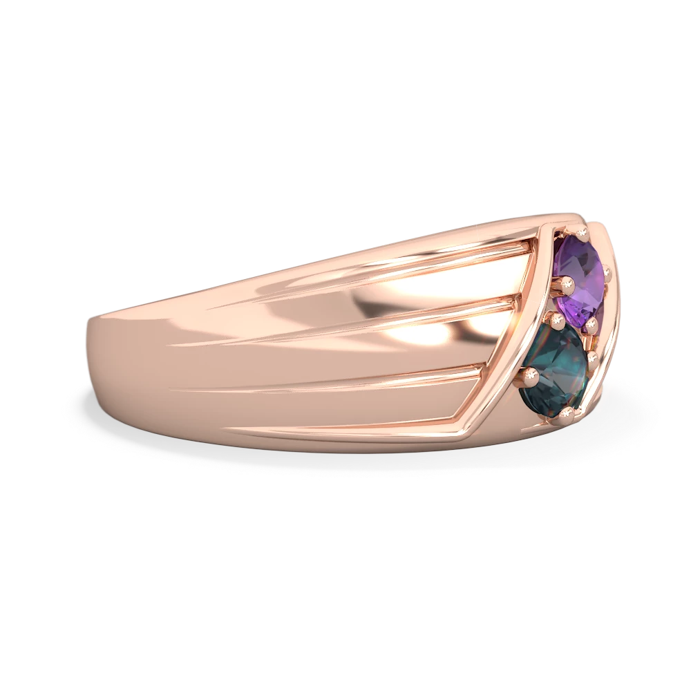 Amethyst Men's Streamline 14K Rose Gold ring R0460