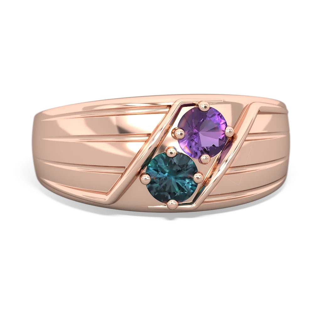 Amethyst Men's Streamline 14K Rose Gold ring R0460