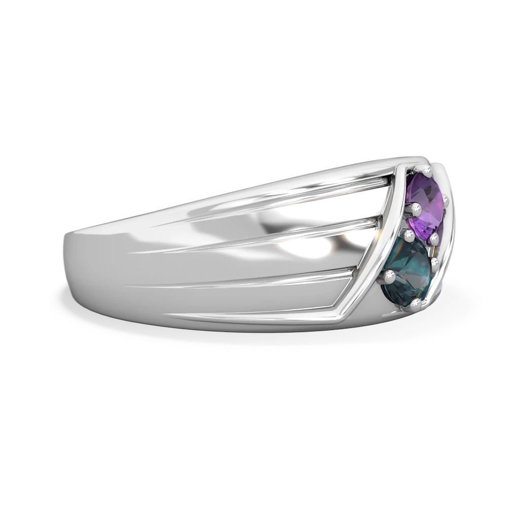 Amethyst Men's Streamline 14K White Gold ring R0460