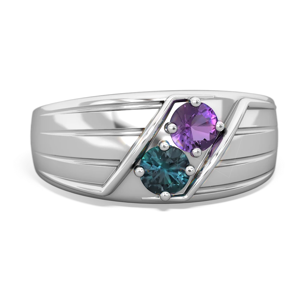 Amethyst Men's Streamline 14K White Gold ring R0460