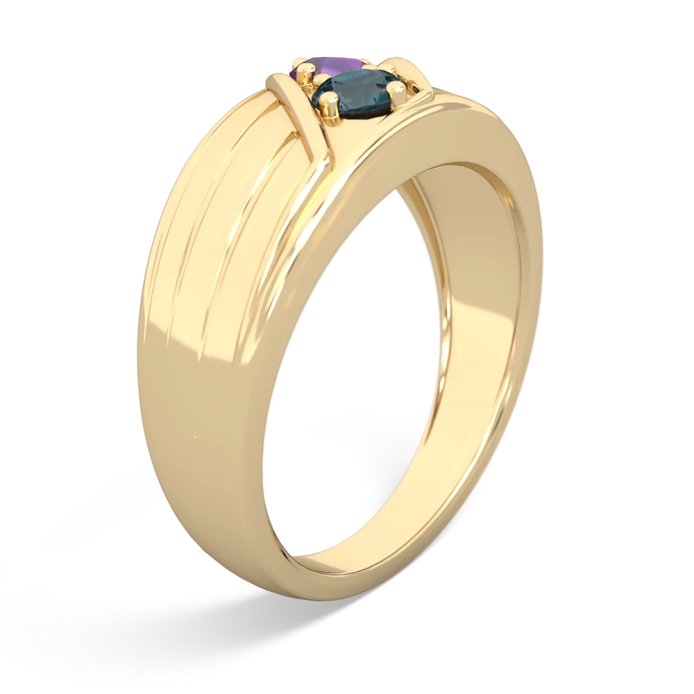 Amethyst Men's Streamline 14K Yellow Gold ring R0460