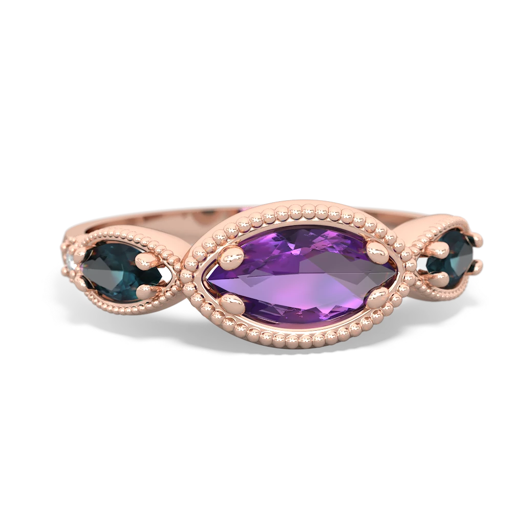 Amethyst Milgrain Marquise 14K Rose Gold ring R5700