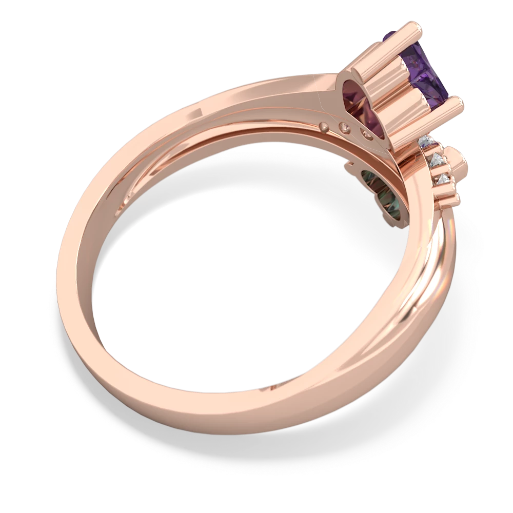 Amethyst Heart To Heart 14K Rose Gold ring R2064