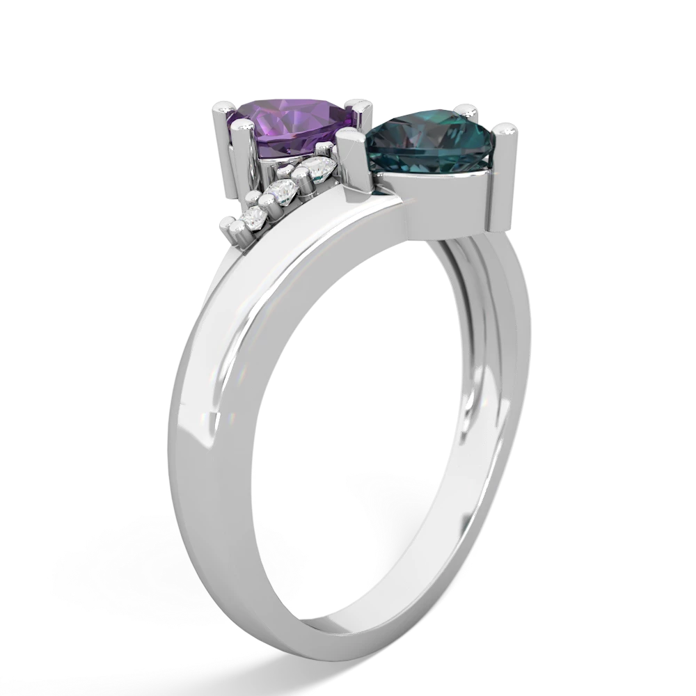 Amethyst Heart To Heart 14K White Gold ring R2064