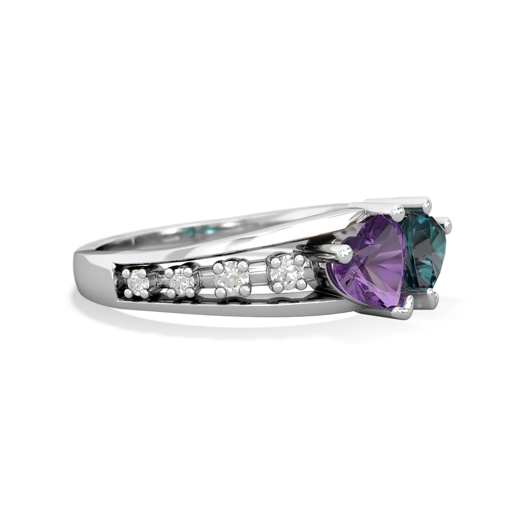 Amethyst Heart To Heart 14K White Gold ring R3342