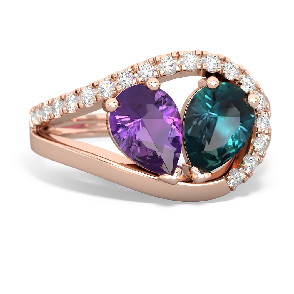 Amethyst Nestled Heart Keepsake 14K Rose Gold ring R5650