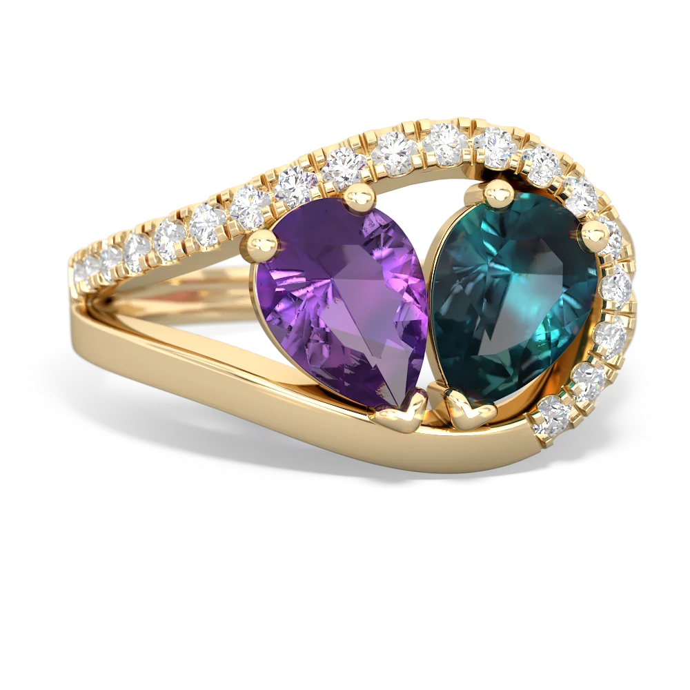 Amethyst Nestled Heart Keepsake 14K Yellow Gold ring R5650