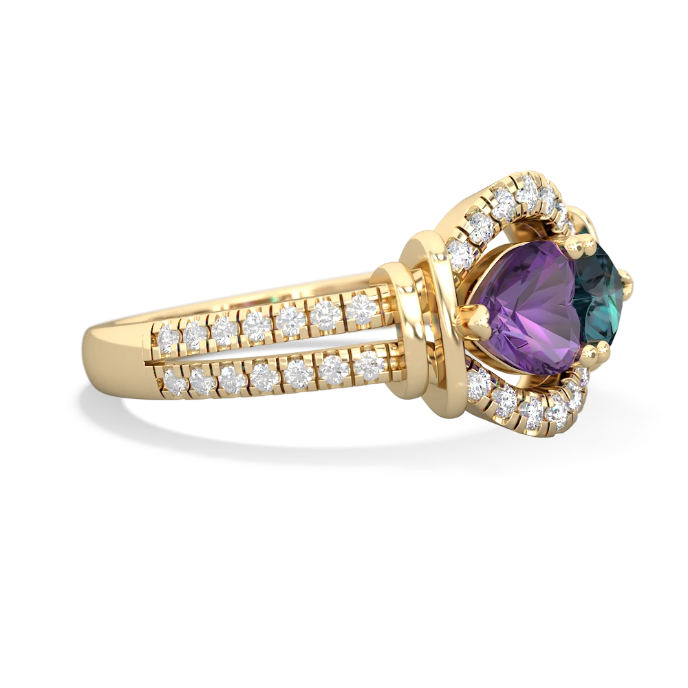 Amethyst Art-Deco Keepsake 14K Yellow Gold ring R5630