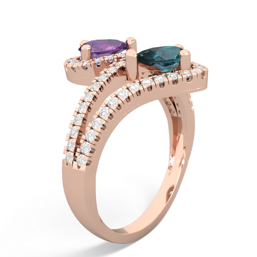 Amethyst Diamond Dazzler 14K Rose Gold ring R3000