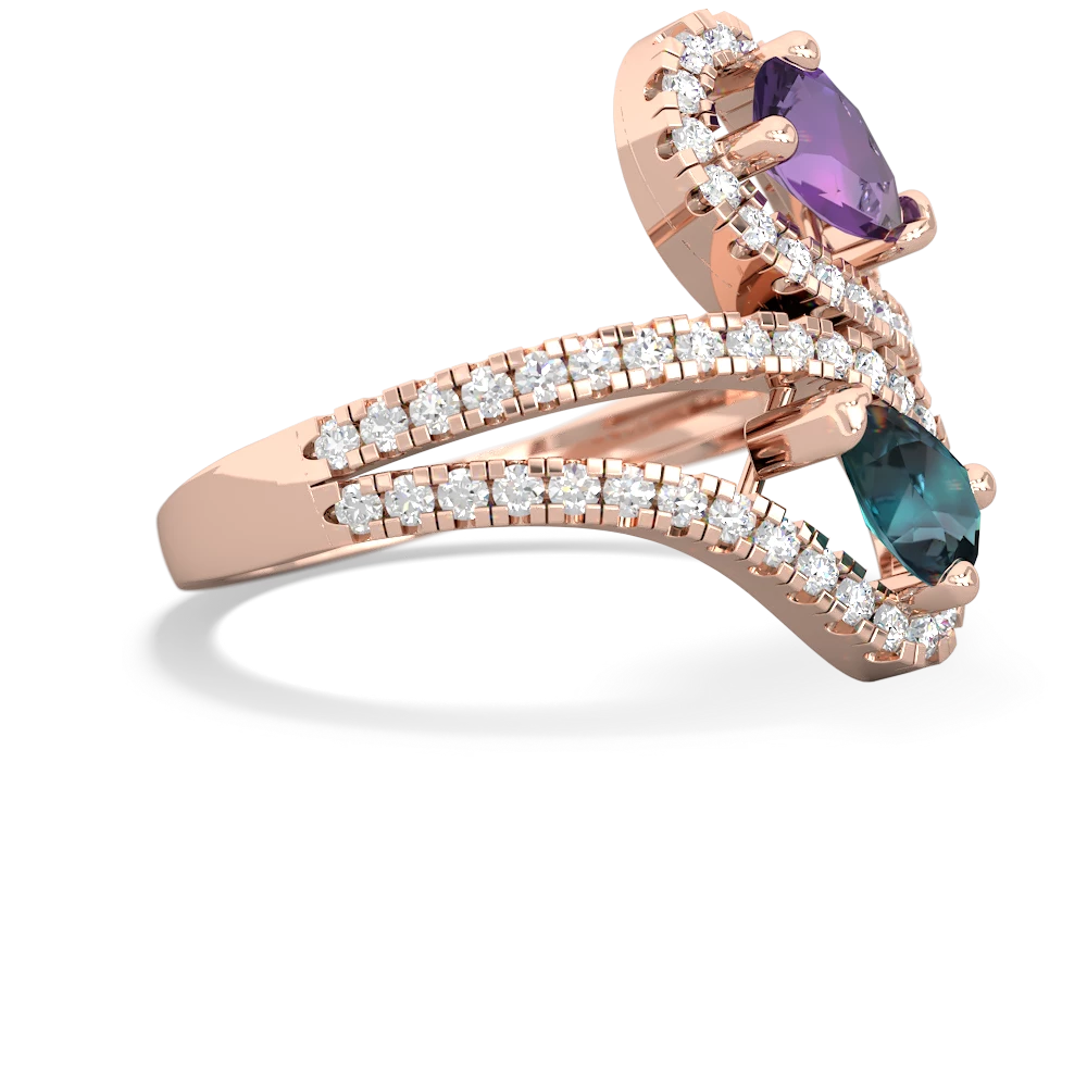 Amethyst Diamond Dazzler 14K Rose Gold ring R3000