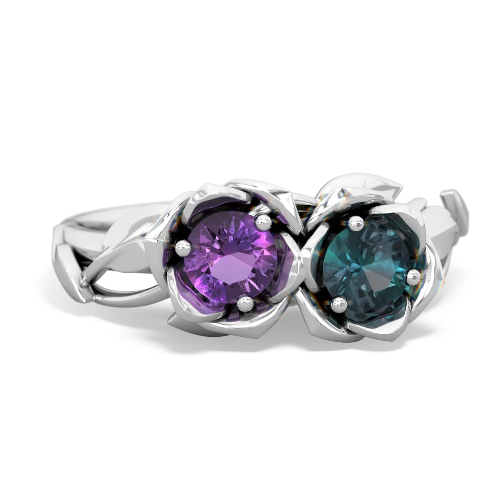 Amethyst Rose Garden 14K White Gold ring R5510