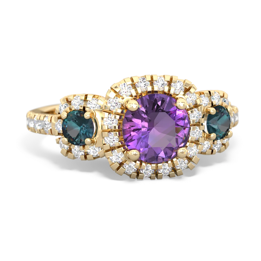 Amethyst Regal Halo 14K Yellow Gold ring R5350