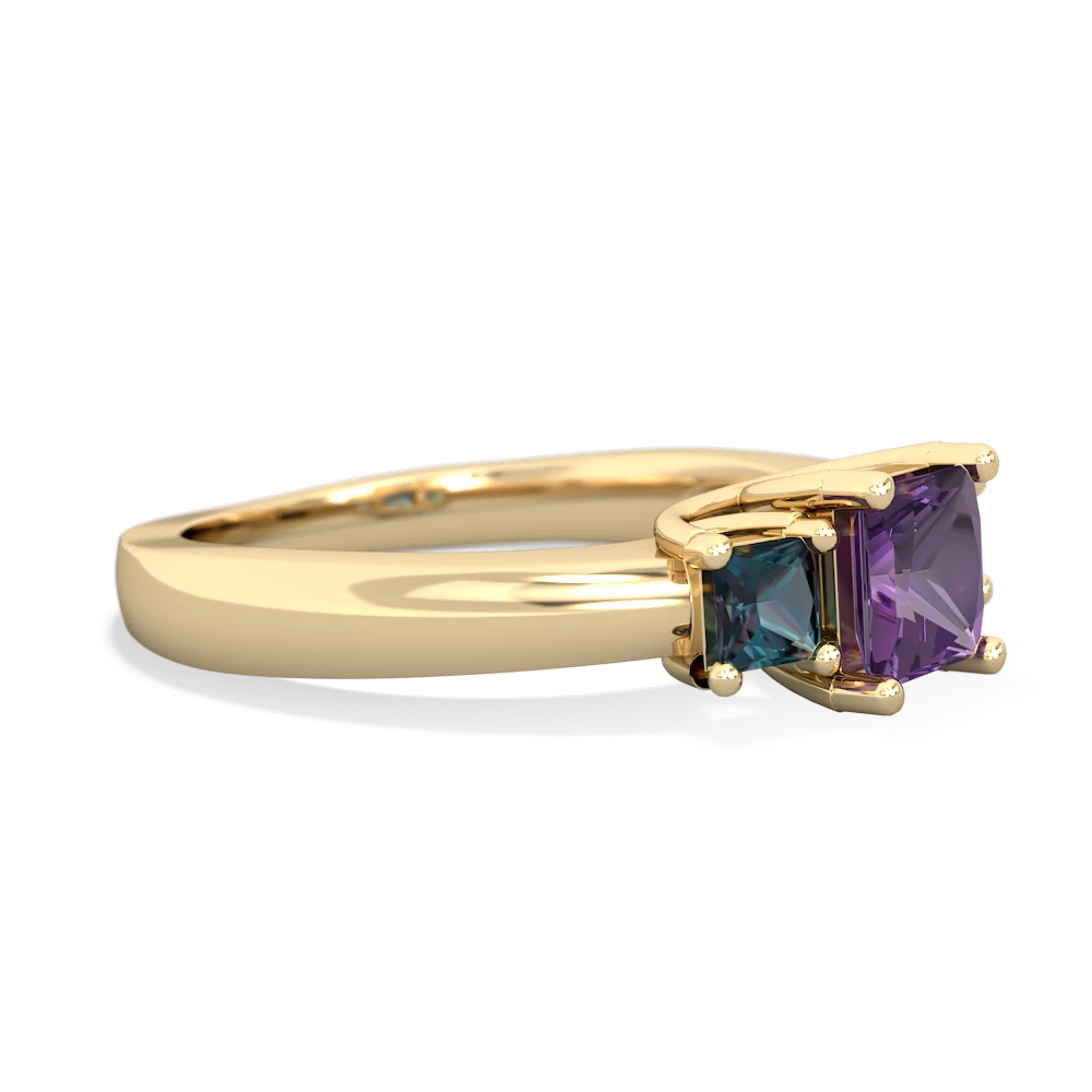 Amethyst Three Stone Trellis 14K Yellow Gold ring R4015