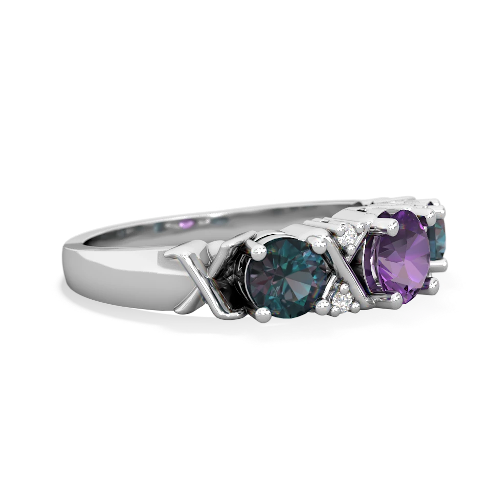 Amethyst Hugs And Kisses 14K White Gold ring R5016