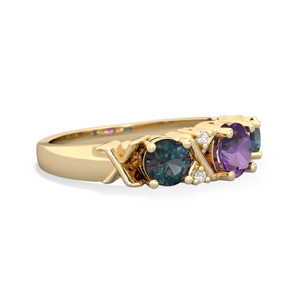 Amethyst Hugs And Kisses 14K Yellow Gold ring R5016