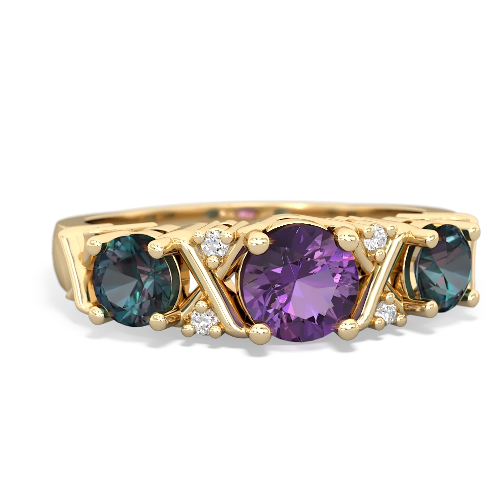 Amethyst Hugs And Kisses 14K Yellow Gold ring R5016