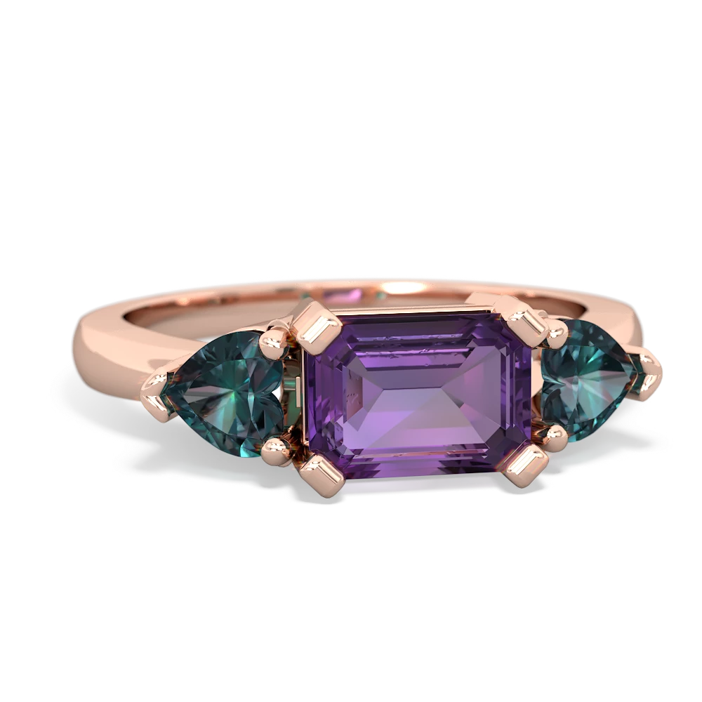 Amethyst Three Stone 14K Rose Gold ring R5235