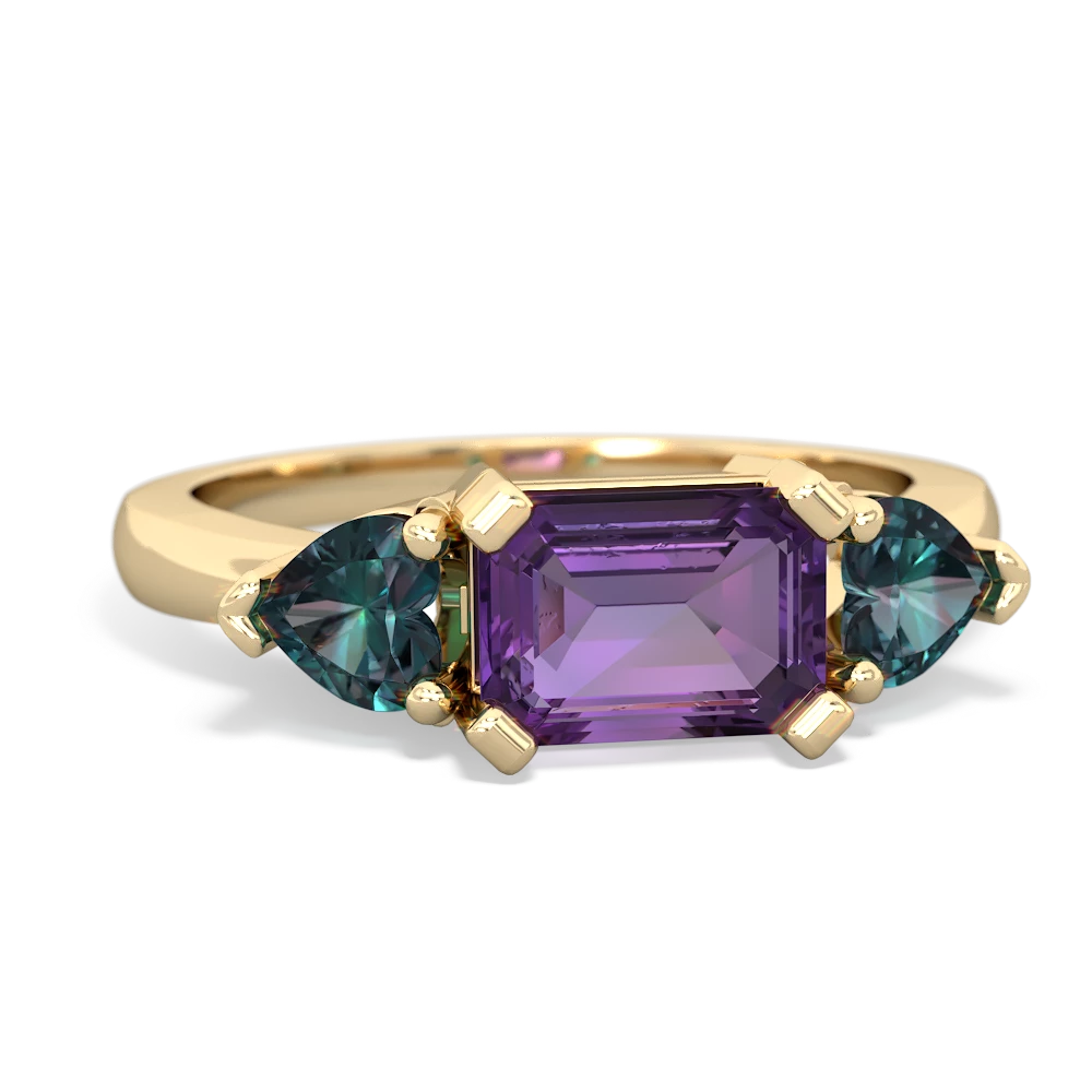 Amethyst Three Stone 14K Yellow Gold ring R5235