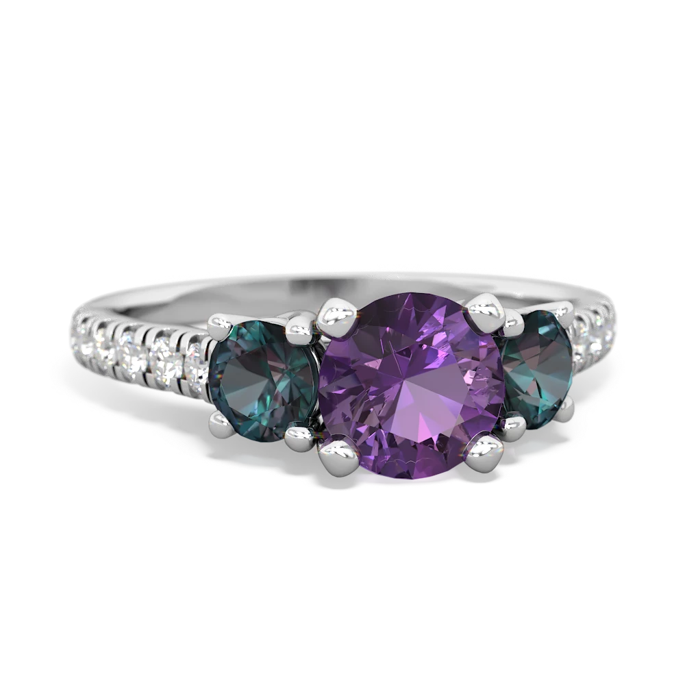 Amethyst Pave Trellis 14K White Gold ring R5500