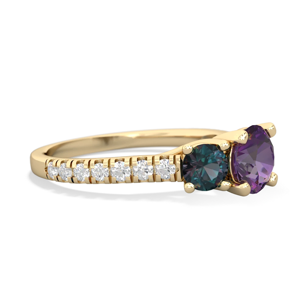 Amethyst Pave Trellis 14K Yellow Gold ring R5500