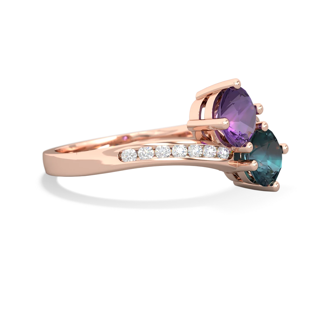 Amethyst Channel Set Two Stone 14K Rose Gold ring R5303