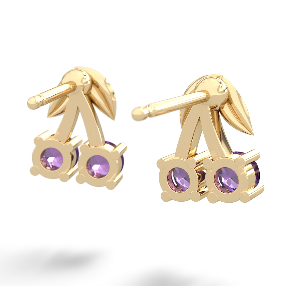 Amethyst Sweet Cherries 14K Yellow Gold earrings E7001