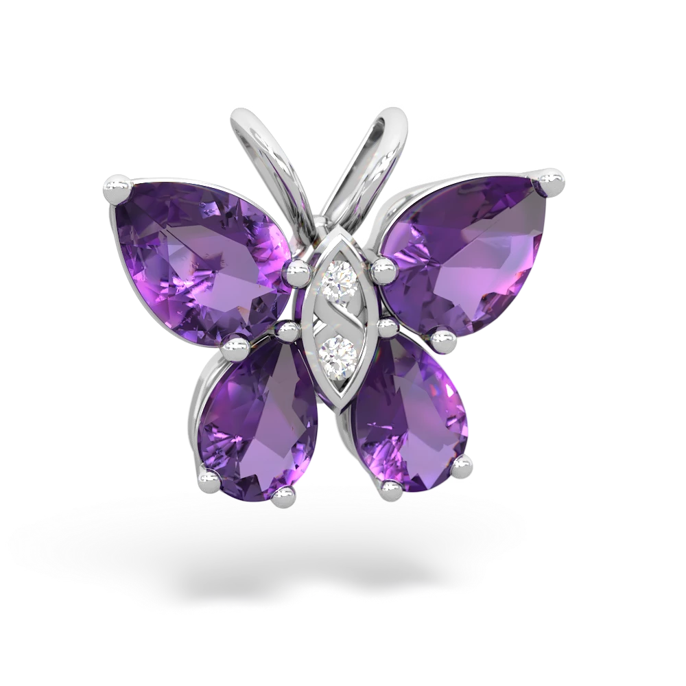 Amethyst Butterfly 14K White Gold pendant P2215