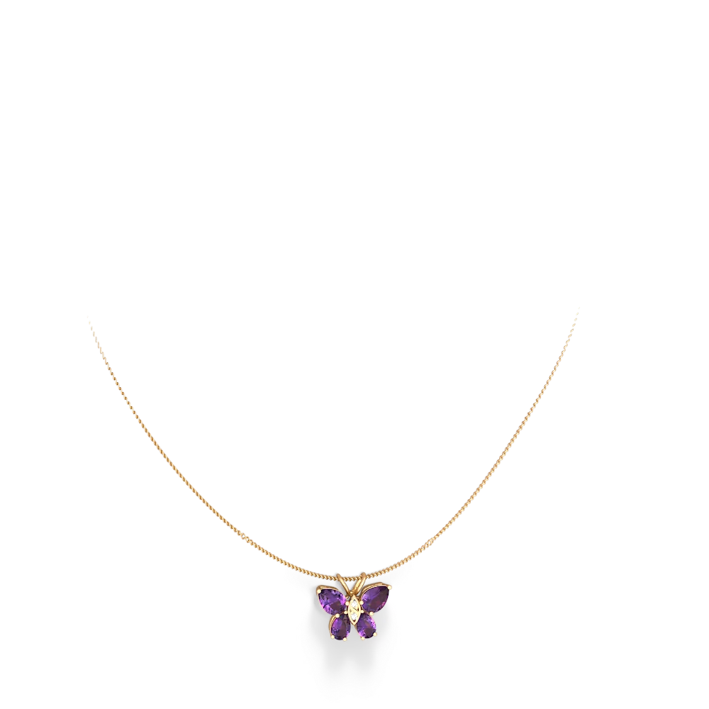 Amethyst Butterfly 14K Yellow Gold pendant P2215