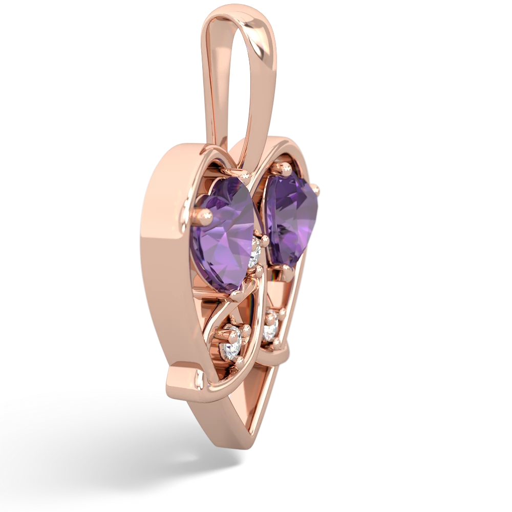 Amethyst Celtic Trinity Heart 14K Rose Gold pendant P5331