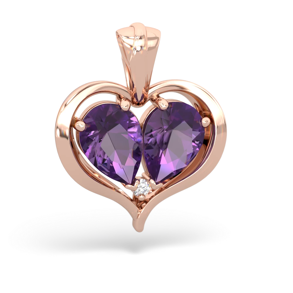 Amethyst Two Become One 14K Rose Gold pendant P5330