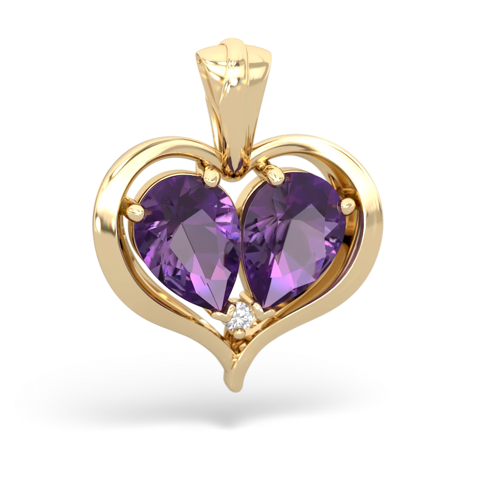 Amethyst Two Become One 14K Yellow Gold pendant P5330