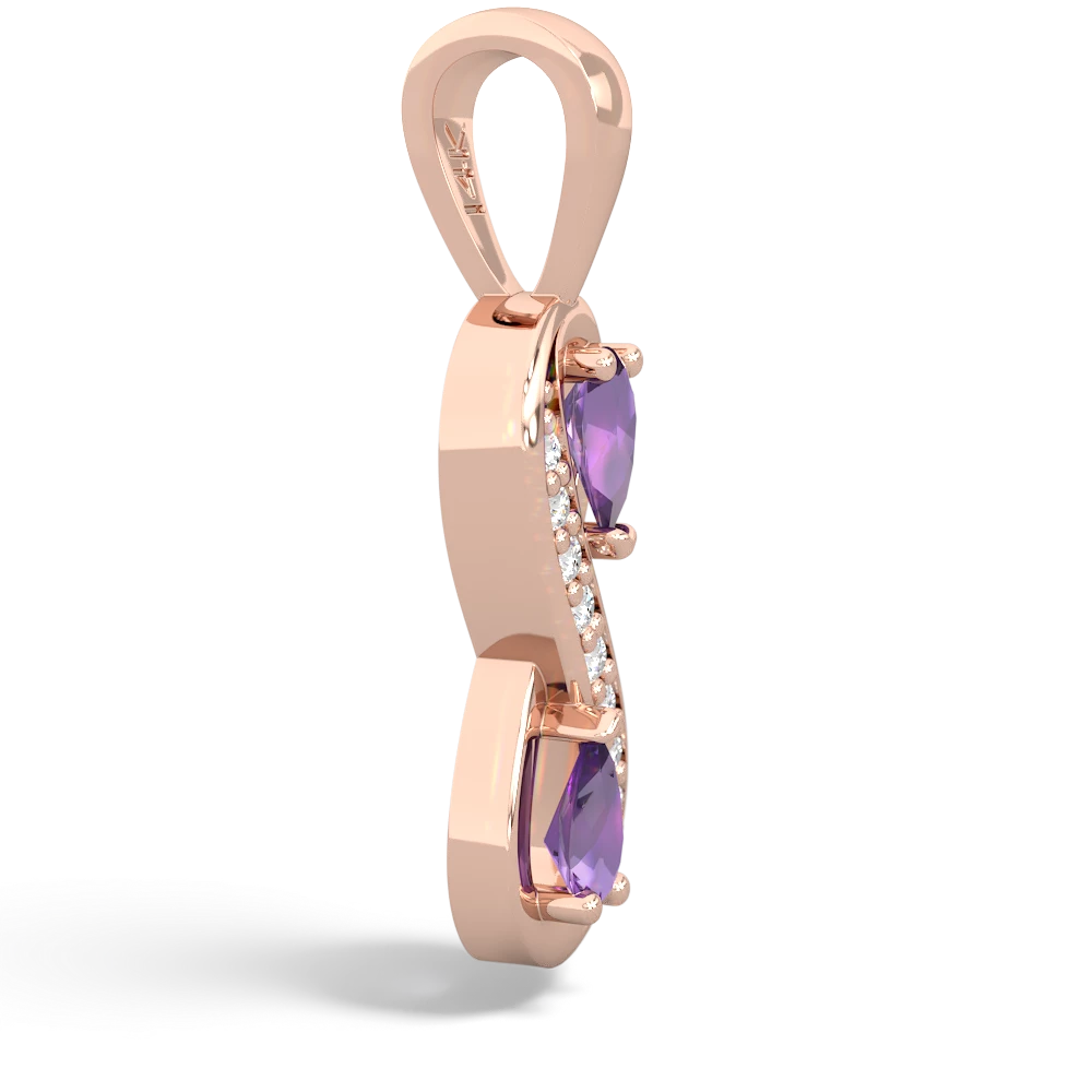 Amethyst Diamond Infinity 14K Rose Gold pendant P5390