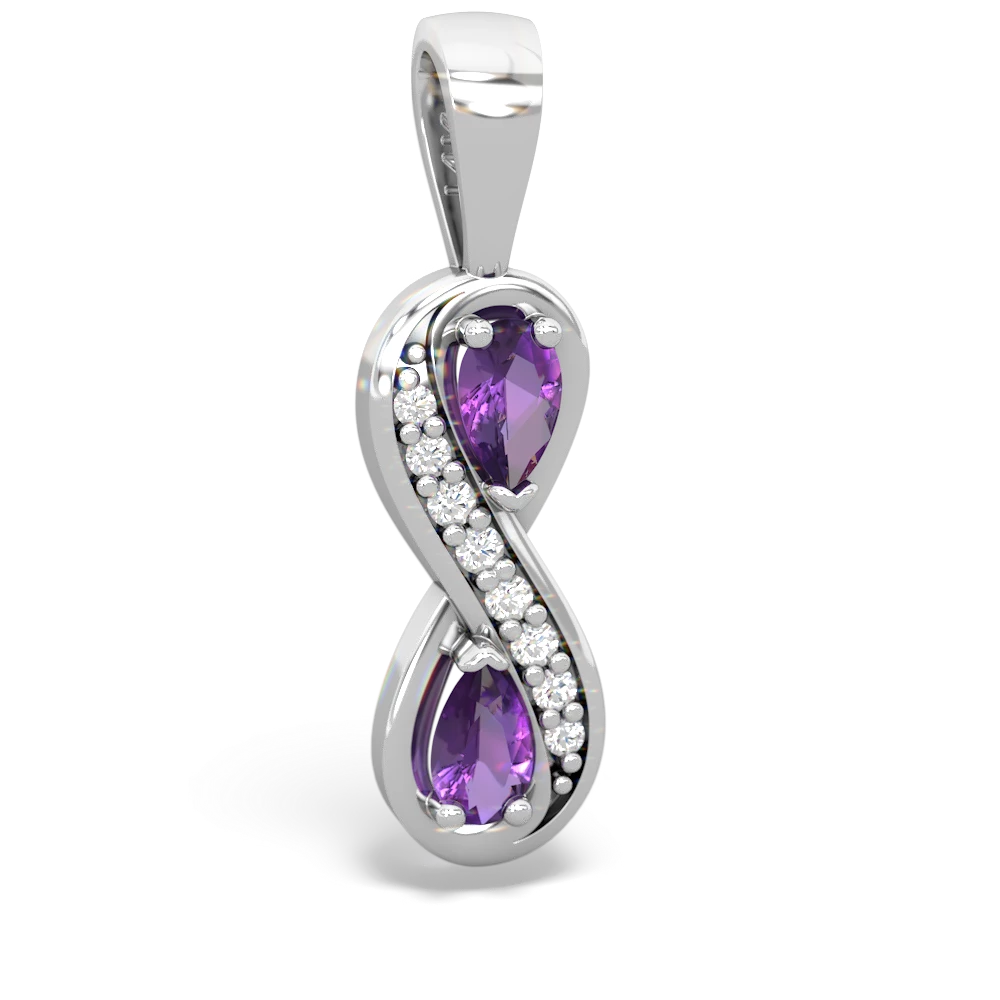 Amethyst Diamond Infinity 14K White Gold pendant P5390