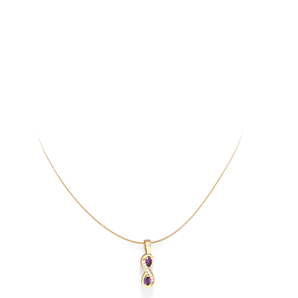 Amethyst Diamond Infinity 14K Yellow Gold pendant P5390