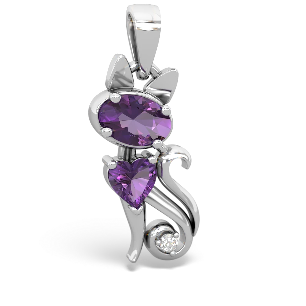 Amethyst Kitten 14K White Gold pendant P5780