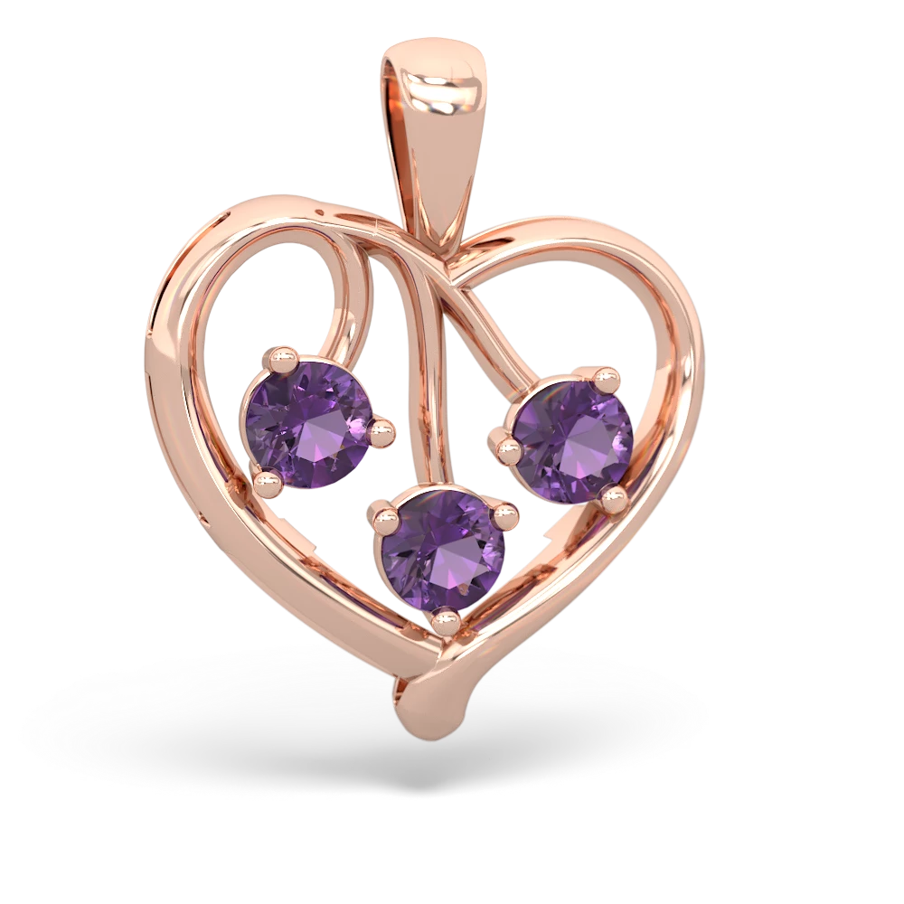 Onyx Glowing Heart 14K Rose Gold pendant P2233