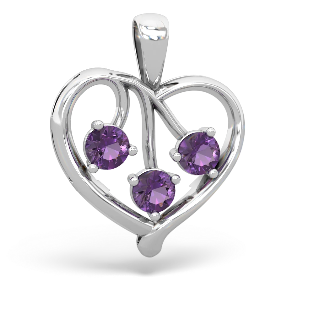 Sapphire Glowing Heart 14K White Gold pendant P2233