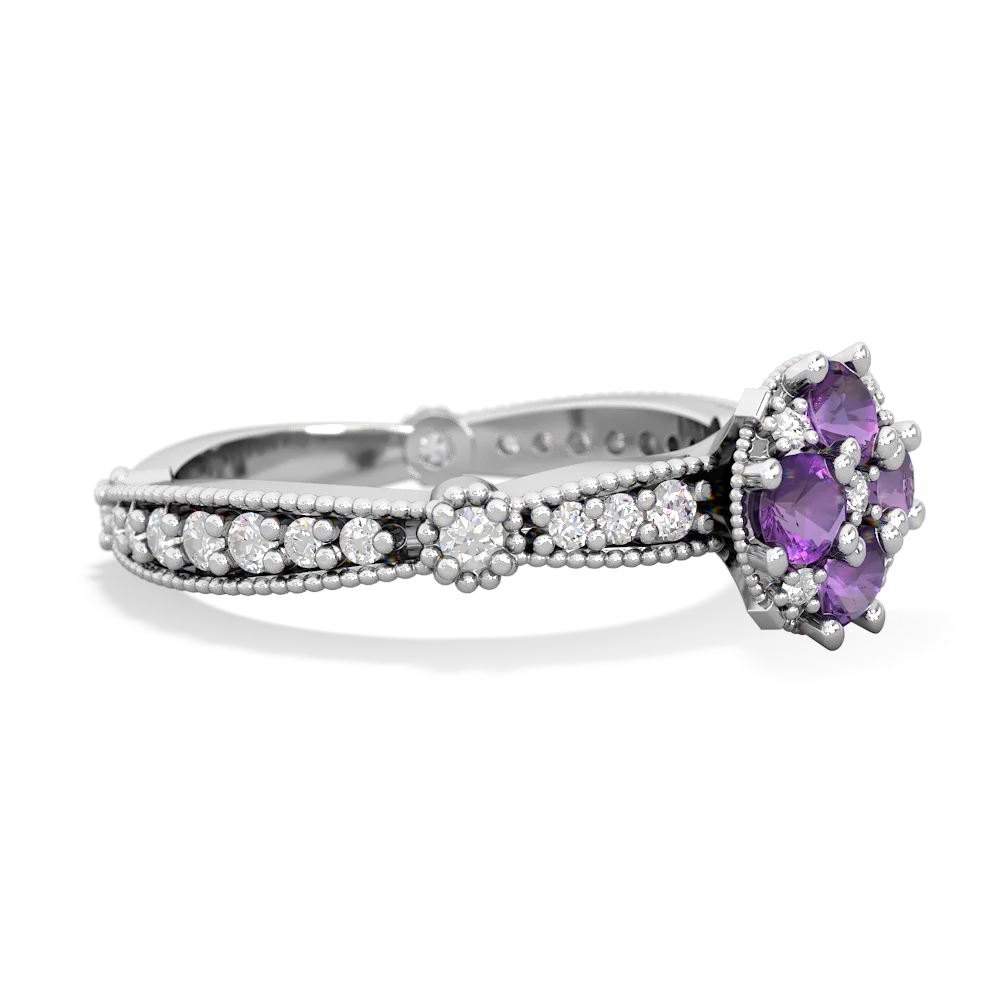 Amethyst Sparkling Tiara Cluster 14K White Gold ring R26293RD